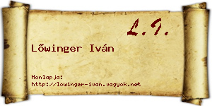 Lőwinger Iván névjegykártya